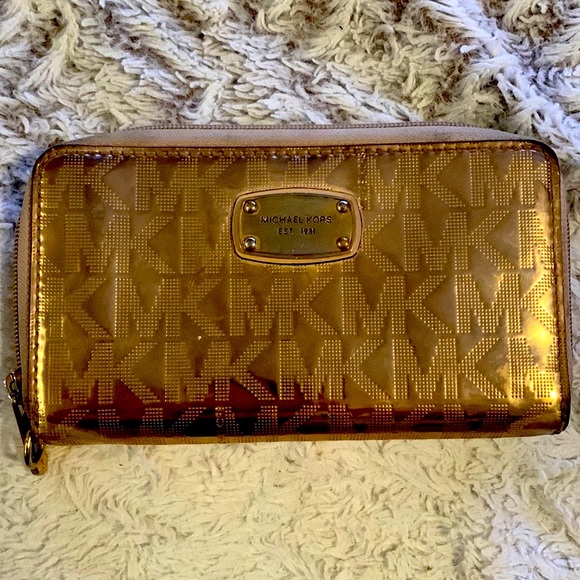 Michael Kors Handbags - Michael Kors gold wallet with all over logo